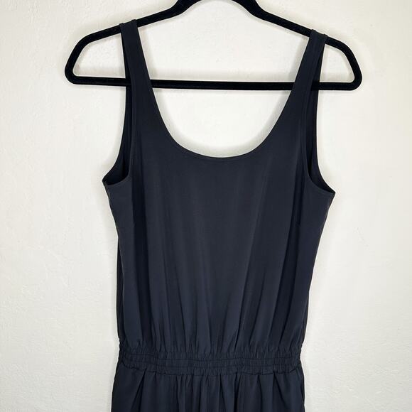 Athleta Roaming Black Sleeveless Smocked Scoop Back Slim Straight Leg Jumpsuit 6 - Picture 4 of 14